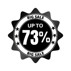73% big sale discount all styles of sale in stores and online, special offer,(Black Friday) voucher number tag vector illustration. Seventy-three 