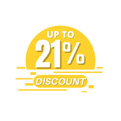 21% percent off sale. Price sign. Special offer symbol. badge tag vector illustration. Perfect design for store and sale banners up to Twenty one