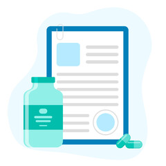 Medications and medical clipboard. Medicine. Pharmaceutics.