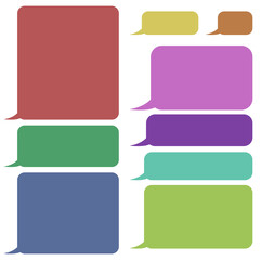 Set of multicolored dialog boxes. Forms for text. Vector