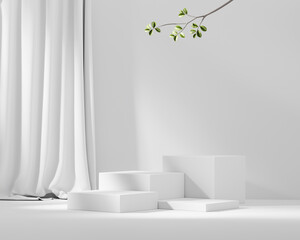 3D rendering abstract white platform podium product presentation backdrop