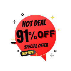 91% percent off(offer), hot deal, red and Black Friday 3D super discount sticker, mega sale. vector illustration, Ninety one