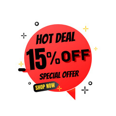 15% percent off(offer), hot deal, red and Black Friday 3D super discount sticker, mega sale. vector illustration, Fifteen 