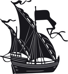 vintage sailboat logo handmade design vector - obrazy, fototapety, plakaty