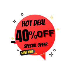 40% percent off(offer), hot deal, red and Black Friday 3D super discount sticker, mega sale. vector illustration, Forty 