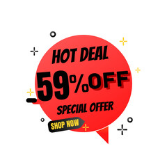 59% percent off(offer), hot deal, red and Black Friday 3D super discount sticker, mega sale. vector illustration, Fifty nine