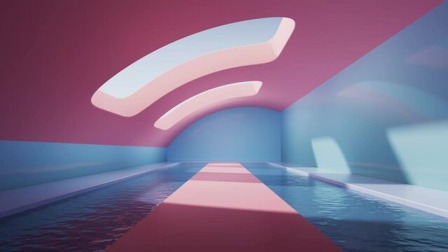 Empty room with water inside, 3d rendering.