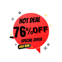 76% percent off(offer), hot deal, red and Black Friday 3D super discount sticker, mega sale. vector illustration, Seventy-six