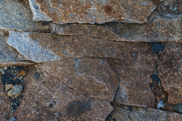 natural texture of rocks, close-up. View from above