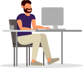 people working vector illustration people working on computer