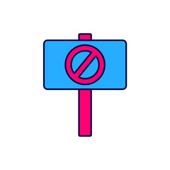 Filled outline Protest icon isolated on white background. Meeting, protester, picket, speech, banner, protest placard, petition, leader, leaflet. Vector