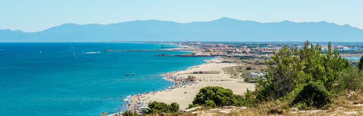 Leucate Town and beach in France