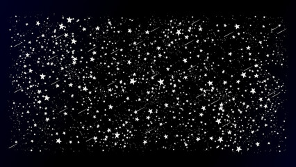 cosmic starry sky in vector design. Cartoon stars on a dark blue gradient