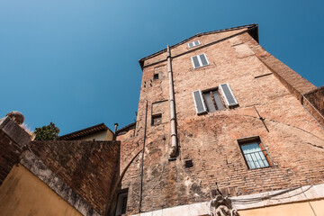 Fototapeta na wymiar Beautiful view of Siena in Tuscany. Siena Palio day.