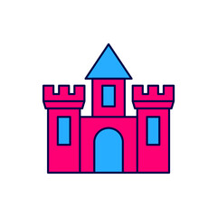 Filled outline Castle icon isolated on white background. Medieval fortress with a tower. Protection from enemies. Reliability and defense of the city. Vector