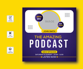 Podcast talk show unique social media banner design 
