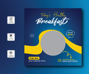 Healthy fast food delicious vegetable social media promotion and Instagram banner post design Usable for social media, flyer, banner and web internet ads