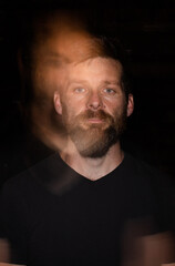 Fototapeta premium man portrait double exposure delusions and hallucinations