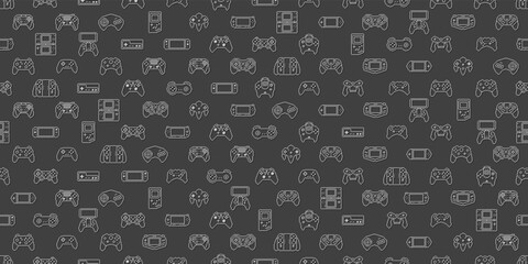 Video game controller background Gadgets and devices seamless pattern vector Pixel Art style © Darcraft