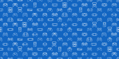 Video game controller background Gadgets and devices seamless pattern vector Pixel Art style © Darcraft