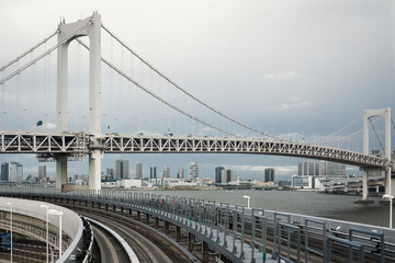 Rainbow Bridge from the New Transit Yurikamome in Tokyo