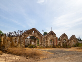 Fototapeta na wymiar Ruined workshop buildings of Mina de São Domingos