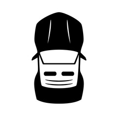 Top view of cabriolet car glyph icon isolated on white