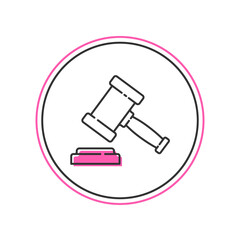 Filled outline Judge gavel icon isolated on white background. Gavel for adjudication of sentences and bills, court, justice. Auction hammer. Vector