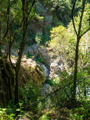 Mountain stream  waterfall along PR10 SEI walking route in Serra da Estrela, Portugal