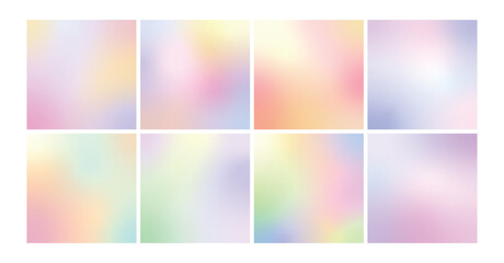 Soft gradient square background set. Pastel colors vector backdrop
