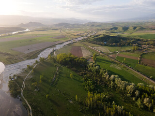 Aerial view of Struma river, Bulgaria