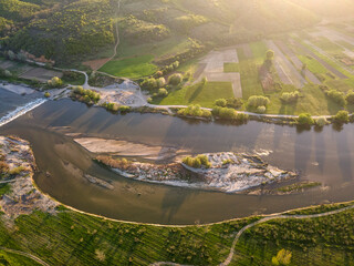 Aerial view of Struma river, Bulgaria