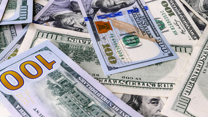Background of US Currency banknotes Financial concept Money background Hundred dollar bills