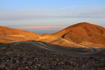 Dead Sea, Jordan 2022 : Al-Zara road from Madaba to the Dead Sea