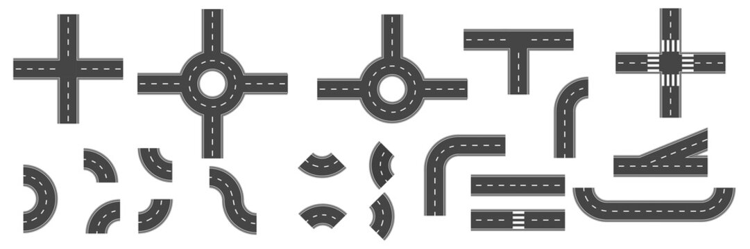 Road, highway vector set icon