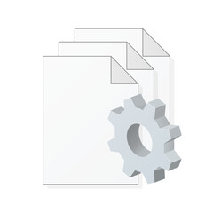 File computer document with gear icon Settings icon or instruction