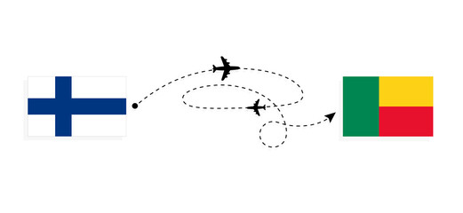 Flight and travel from Finland to Benin by passenger airplane Travel concept