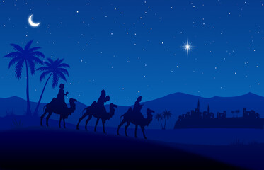 Fototapeta na wymiar Christmas Nativity Scene greeting card banner background