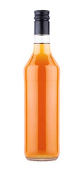 brandy cognac 500 ml bottle with no label and black pilfer cap isolated on white background