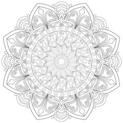 Colouring page, hand drawn, vector. Mandala 84, ethnic, swirl pattern, object isolated on white background.