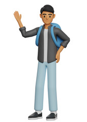 3D illustration of man posing waving