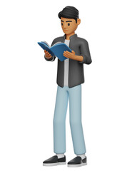 3D illustration of man posing reading