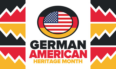 German-American Heritage Month. Happy holiday celebrate annual in October. Germany and United States flag. Culture month. Patriotic design. Poster, card, banner, template. Vector illustration