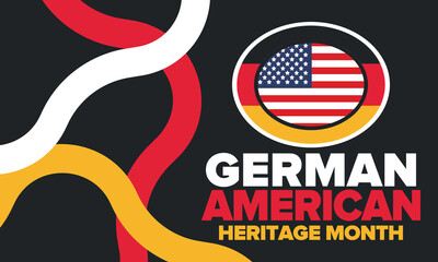 German-American Heritage Month. Happy holiday celebrate annual in October. Germany and United States flag. Culture month. Patriotic design. Poster, card, banner, template. Vector illustration