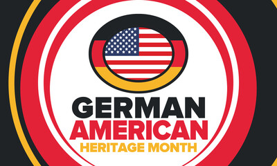 German-American Heritage Month. Happy holiday celebrate annual in October. Germany and United States flag. Culture month. Patriotic design. Poster, card, banner, template. Vector illustration