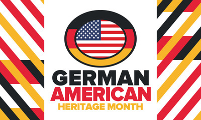 German-American Heritage Month. Happy holiday celebrate annual in October. Germany and United States flag. Culture month. Patriotic design. Poster, card, banner, template. Vector illustration