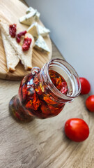 Dried tomatoes in olive oil. - 526844979