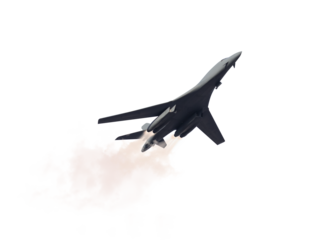 A modern fighter plane takeoff with smoke and flames isolated