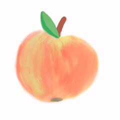 Apple with a leaf in watercolor style, hand-drawn. Isolated vector element.
