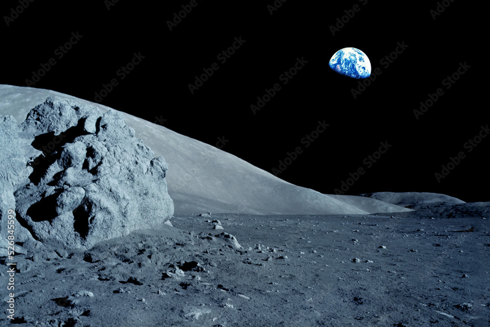 Wall mural view of the surface of the moon.elements of this image furnished by nasa